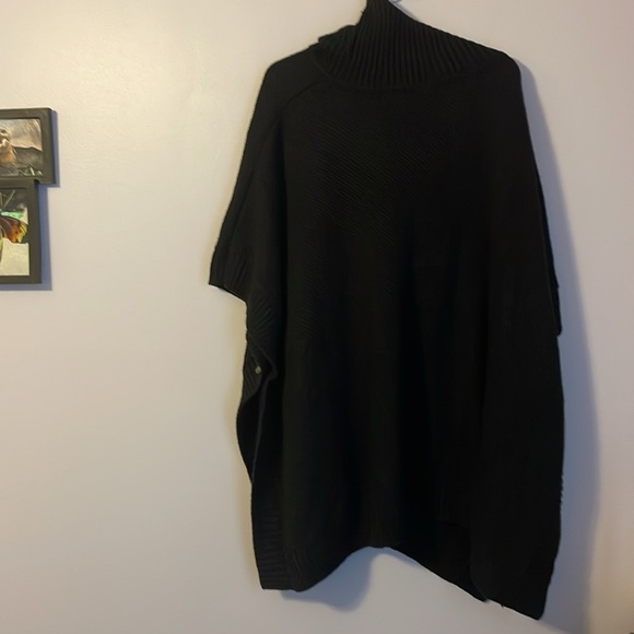 Loft Black Chunky Knit Cowl Neck Poncho Sweater size M/L - Picture 7 of 14